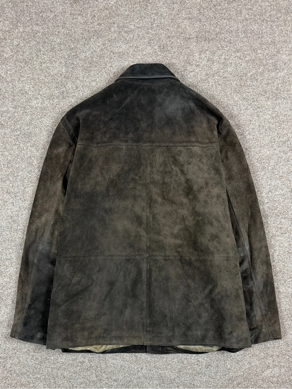 J Crew Brown Suede Leather Button Front Collared Harrington Jacket Men’s M Heavy